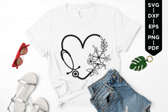 Floral Stethoscope Nurse SVG for Crafts & Graphics