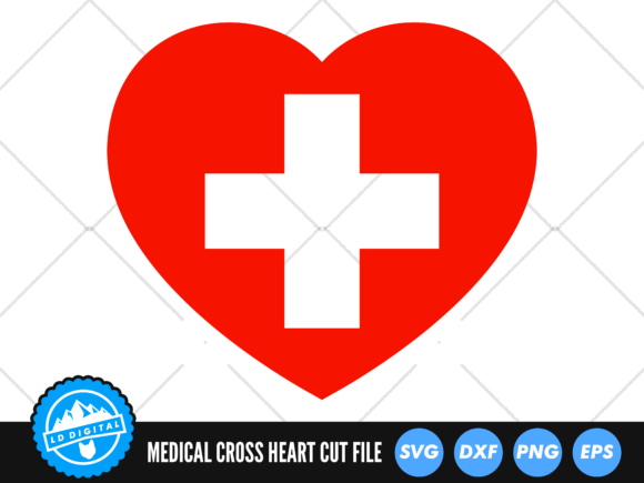 Heart Medical Cross SVG: Graphics for Crafts